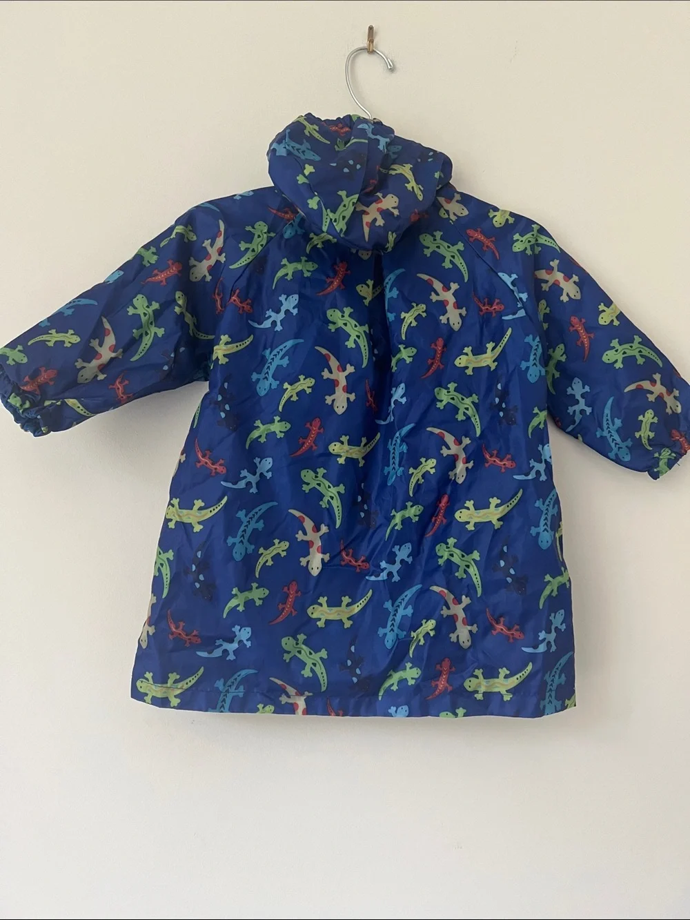 Navy Blue Lizard-Print Hooded Kids Raincoat
